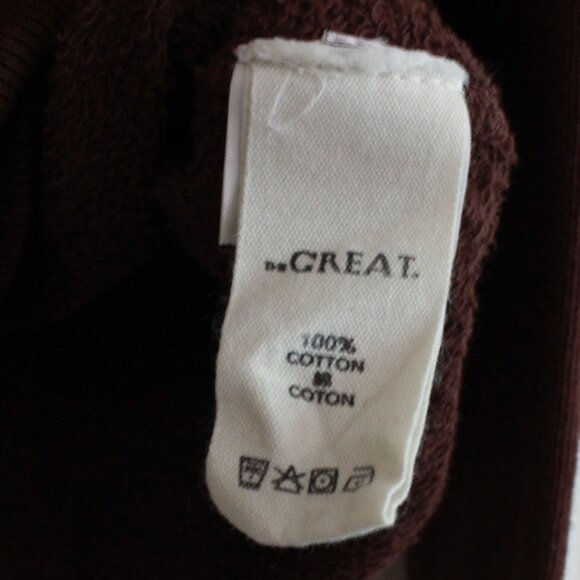 THE GREAT. The College Sweatshirt in Driftwood Chocolate Brown - Picture 6 of 11